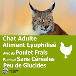 Wild Lyophilisé Perfect Cat -  Lyophilisé Chat, avec du Poulet frais, fabriqué sans céréales, peu de glucides