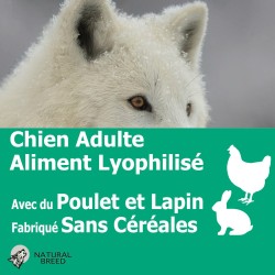 Wild Lyophilisé Chicken-Rabbit -  Aliment complet Lyophilisé pour Chien -  Recette au Poulet & Lapin -  Fabriqué sans céréales