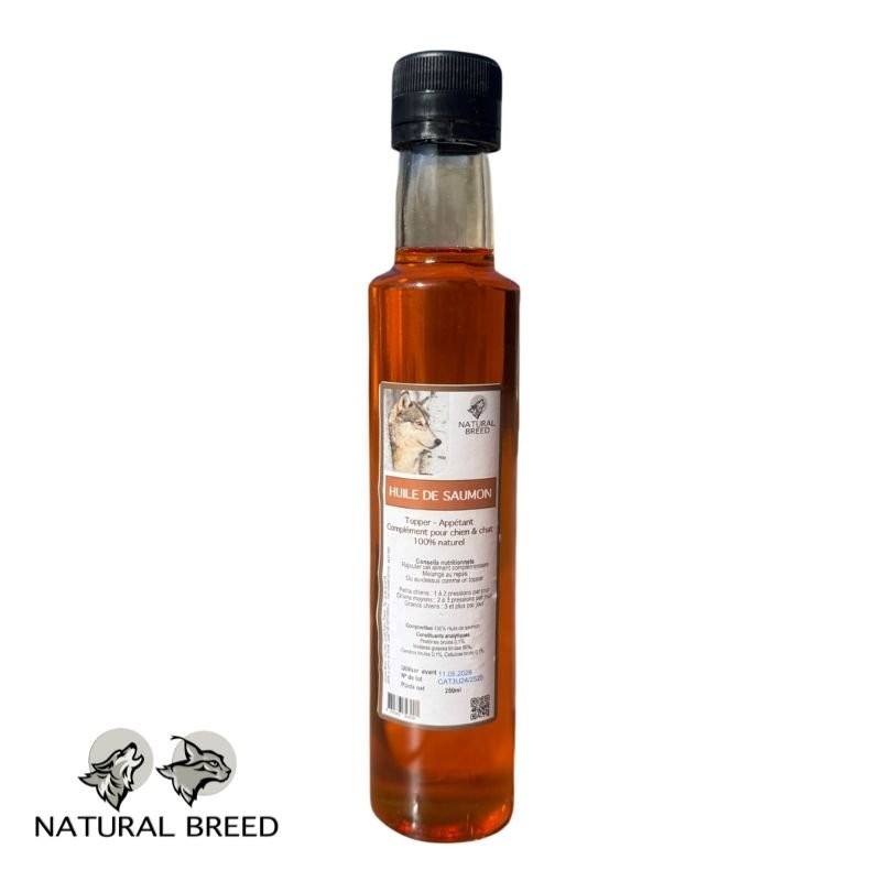 Huile saumon - Topper naturel chien et chat