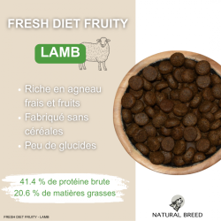 Croquettes chien agneau sans céréales pauvre en glucides | Fresh Diet Fruity