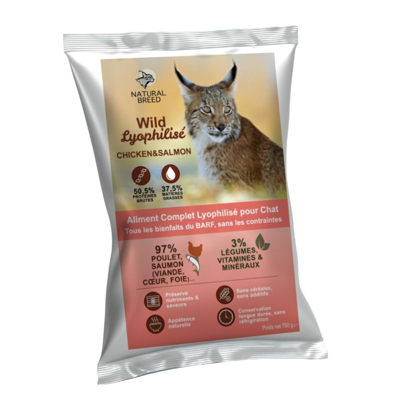Lyophilisé chat adulte saumon – Alternative BARF pratique