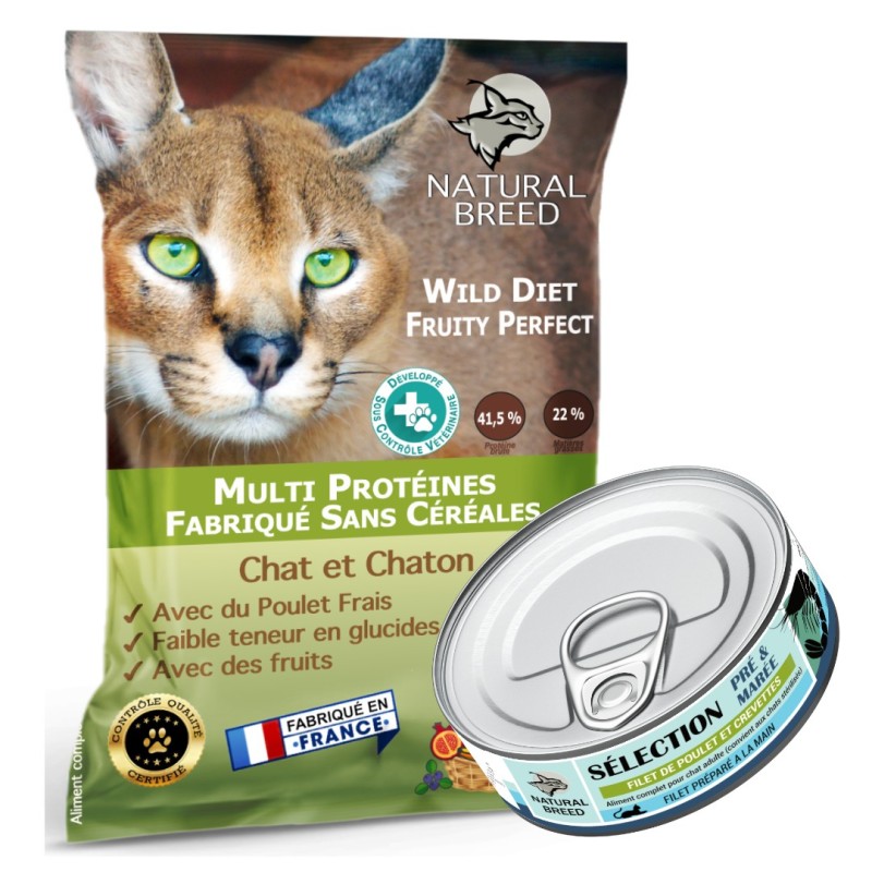 Pack Bi-Nutrition Chat – Wild Diet Fruity + Sélection | Natural Breed Pack Bi-Nutrition Chat – Wild Diet Fruity + Sélection | Natural Breed