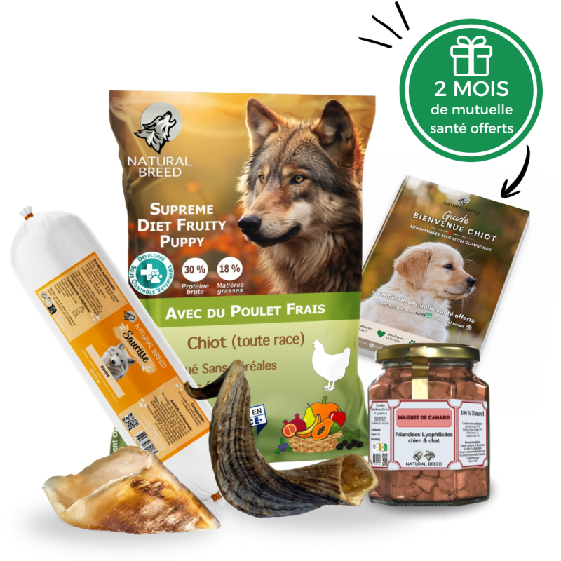 KIT Bienvenue Chiot – Toutes races (avec croquettes Supreme Diet Fruity)