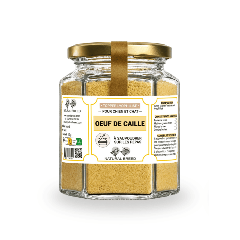 Topper naturel lyophilisé pour Chien et Chat - Oeuf de caille