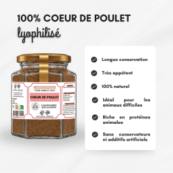 Topper Lyophilisé Coeur de Poulet pour Chien et Chat | Natural Breed