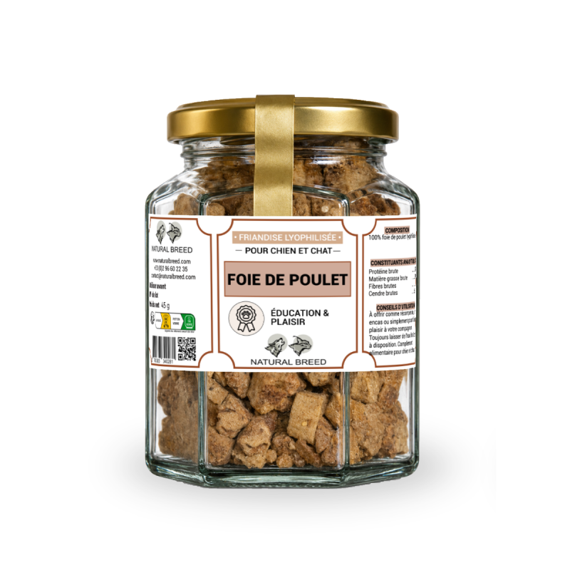 Friandises lyophilisées au foie de poulet pour chien et chat | Natural Breed
