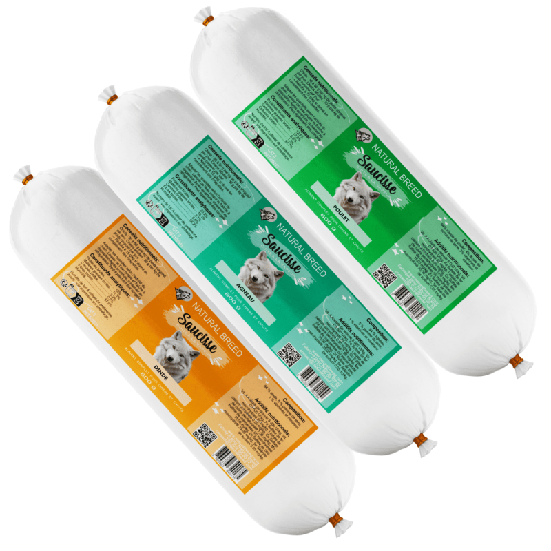 Pack Saucisses LIGHT pour chien - Recettes allégées à la viande fraîche | Natural Breed